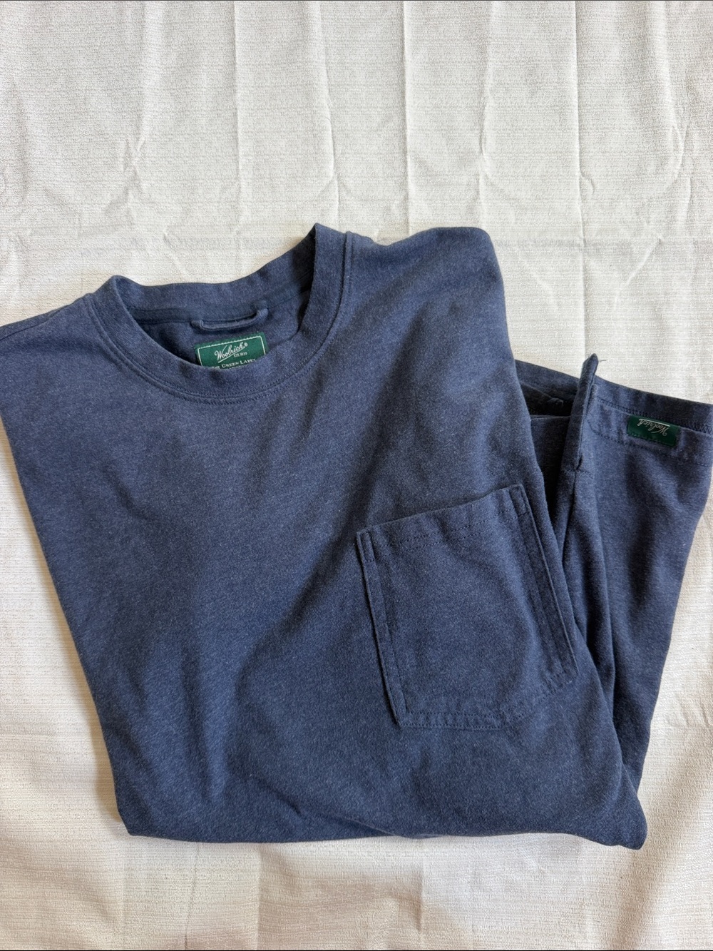 Woolrich Navy Blue Long sleeve pocket T